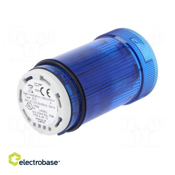 Signaller: lighting | LED | blue | 24VDC | 24VAC | IP66 | Ø40x77mm image 2