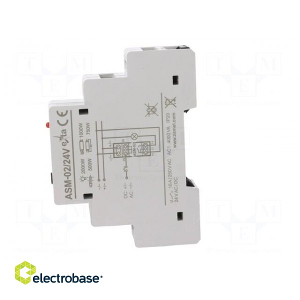 Staircase timer | IP20 | 24VAC | 24VDC | SPST-NO | DIN | 16A | -20÷45°C image 3