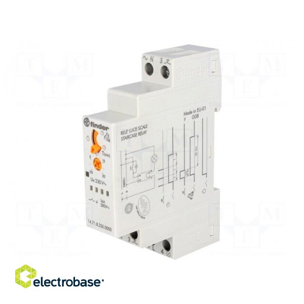 Staircase timer | IP20 | 230VAC | SPST-NO | DIN | 16A | -10÷60°C image 1