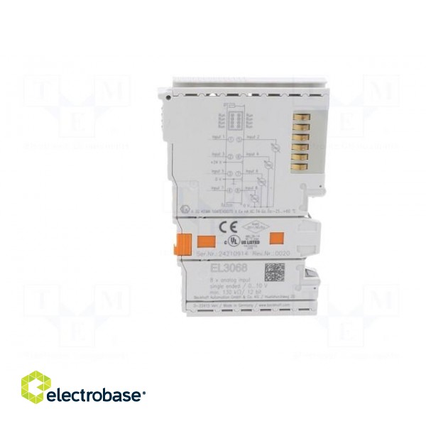 Analog input | Resolution: 12bit | IP20 | EtherCAT | IN: 8 | IN 1: 0÷10V фото 3