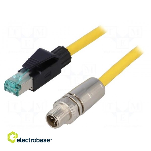 Connecting cable | 2m | Connection: M12 male straight / RJ45