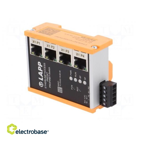 Switch Ethernet | managed | Number of ports: 4 | 18÷30VDC | RJ45 | IP20 image 2