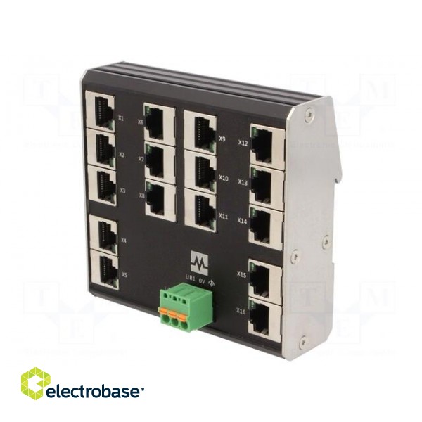 Switch Ethernet | unmanaged | Number of ports: 16 | 9÷36VDC | RJ45 image 1