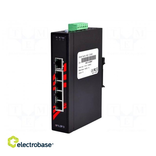 Industrial module: switch Ethernet | unmanaged | 12÷48VDC | RJ45 | 3W paveikslėlis 2