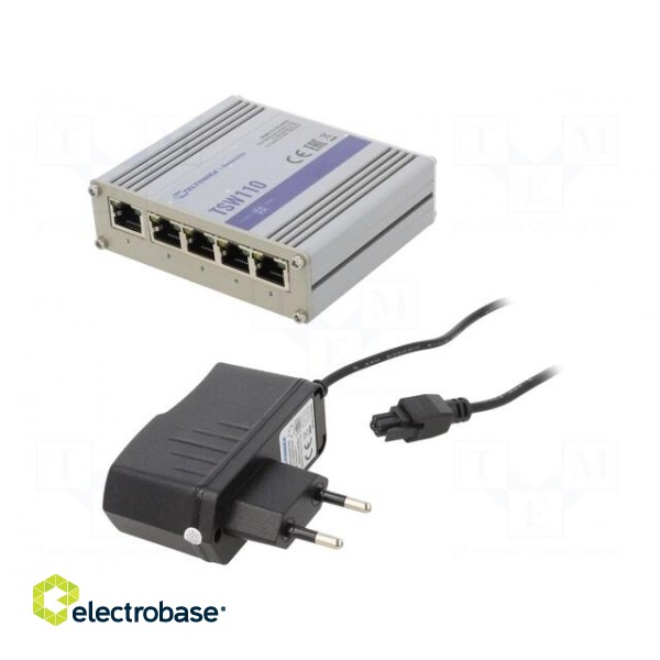 Switch Ethernet | unmanaged | Number of ports: 5 | 9÷30VDC | RJ45 фото 1