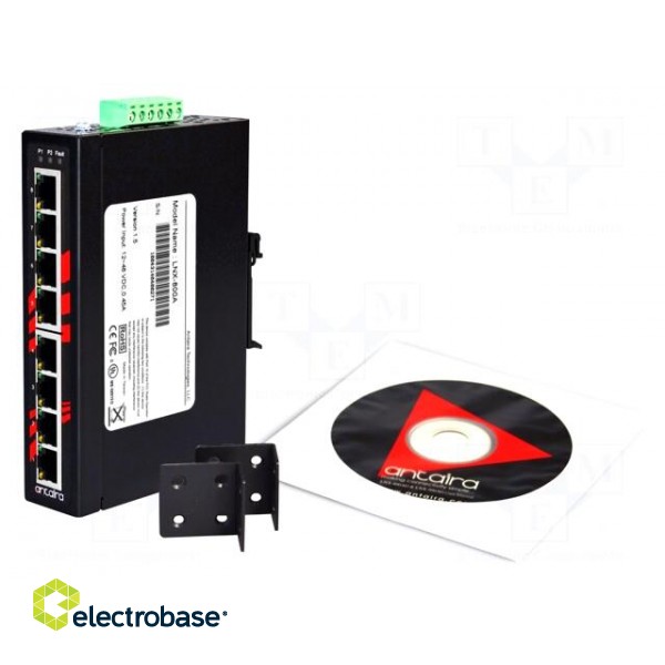 Industrial module: switch Ethernet | unmanaged | 12÷48VDC | RJ45 | 5W paveikslėlis 3