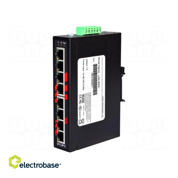 Industrial module: switch Ethernet | unmanaged | 12÷48VDC | RJ45 | 5W paveikslėlis 2