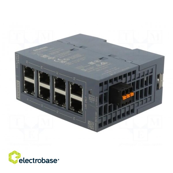 Switch Ethernet | unmanaged | Number of ports: 8 | 24VDC | RJ45 | IP20 paveikslėlis 2