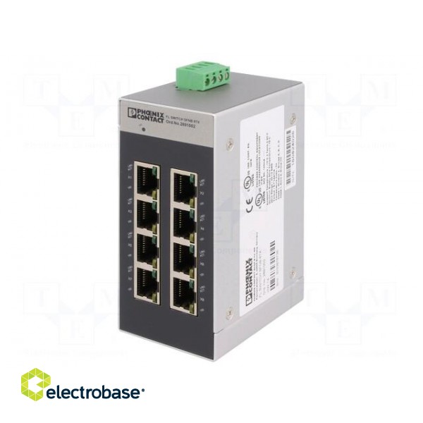 Industrial module: switch Ethernet | unmanaged | 9÷32VDC | RJ45 paveikslėlis 1