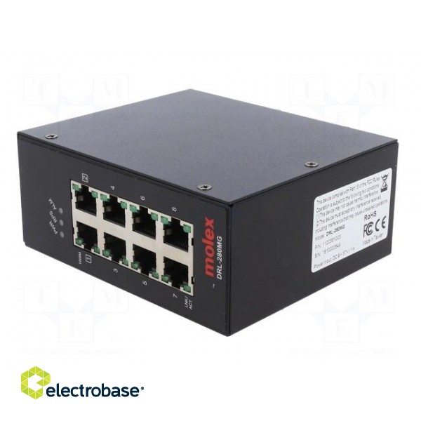 Switch Ethernet | unmanaged | Number of ports: 8 | 9÷57VDC | RJ45 image 2