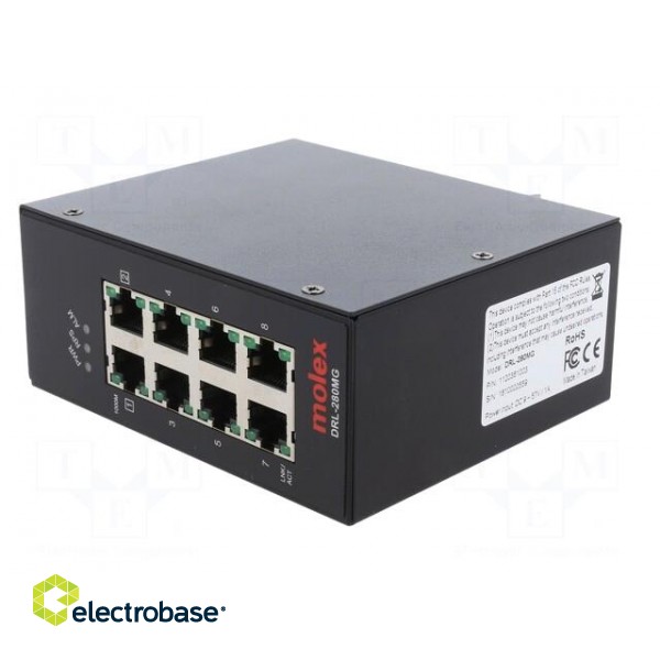 Switch Ethernet | unmanaged | Number of ports: 8 | 9÷57VDC | RJ45 фото 2