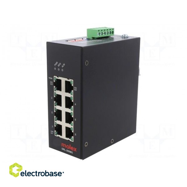 Switch Ethernet | unmanaged | Number of ports: 8 | 9÷57VDC | RJ45 image 1