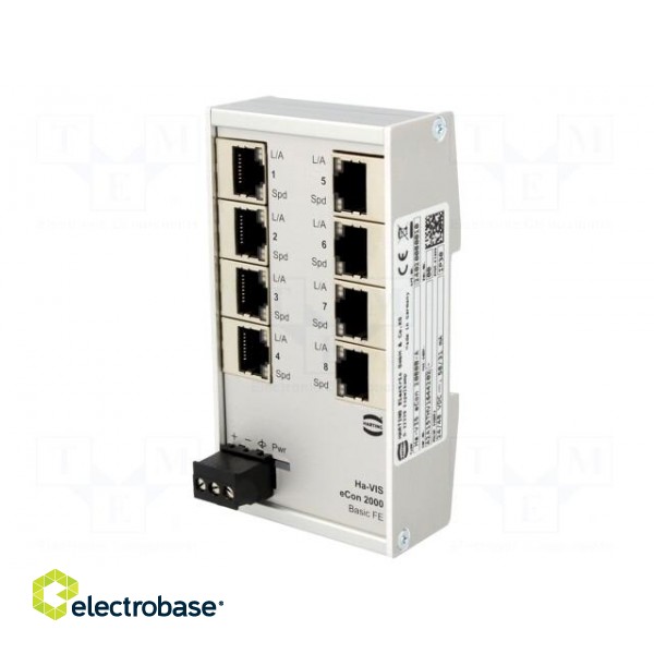 Switch Ethernet | unmanaged | Number of ports: 8 | 9÷60VDC | RJ45 фото 1