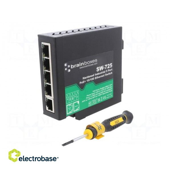 Switch Ethernet | unmanaged | Number of ports: 5 | 44÷57VDC | RJ45 image 1