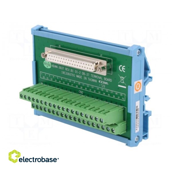 Terminal block | for DIN rail mounting | D-Sub 37pin,female image 1