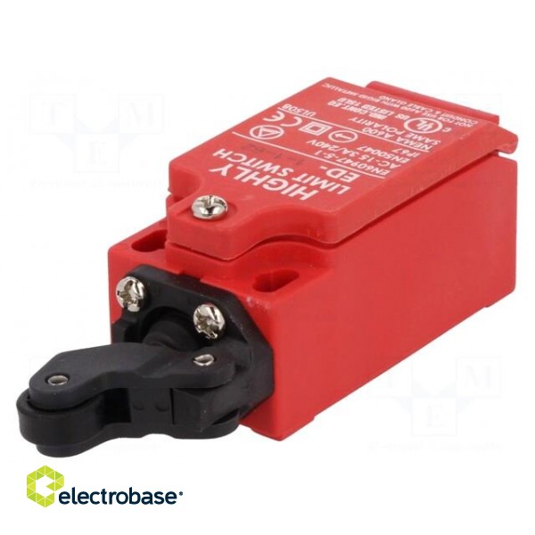 Limit switch | lever R 20mm, plastic roller Ø12mm | NO + NC | 5A фото 1