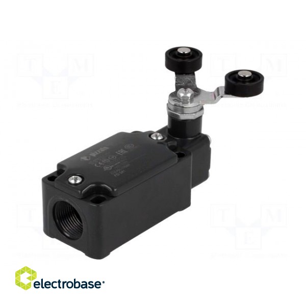 Limit switch | lever R 40mm, plastic roller Ø20mm, double | 10A image 1