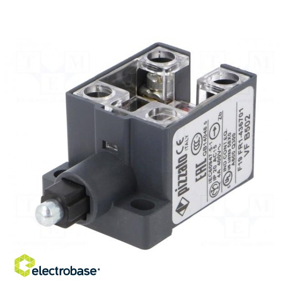 Limit switch | metal plunger | NO + NC | 10A | max.400VAC | max.250VDC image 1