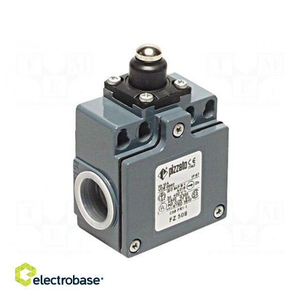 Limit switch | rubber seal,pin plunger Ø10mm | NO + NC | 10A | IP67