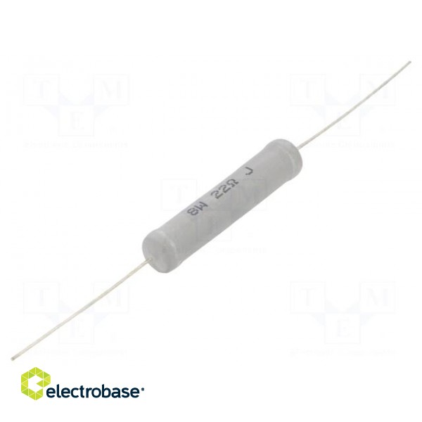 Resistor: metal oxide | THT | 22Ω | 8W | ±5% | Ø8x39.5mm | wire Ø 0.75mm