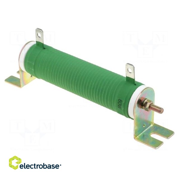 Resistor: wire-wound | 100Ω | 80W | ±5% | Ø28x121mm | 200ppm/°C