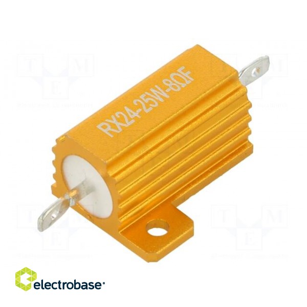 Resistor: wire-wound | with heatsink | 8Ω | 25W | ±1% | 50ppm/°C | 18.6mm
