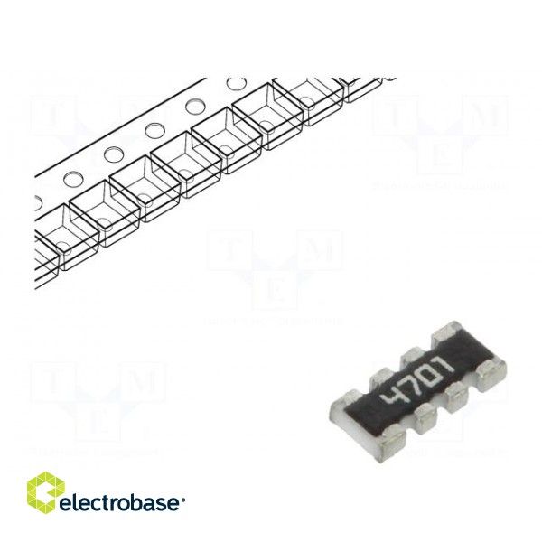 Resistor network: Y | SMD | 4.7kΩ | ±1% | 62.5mW | No.of resistors: 4