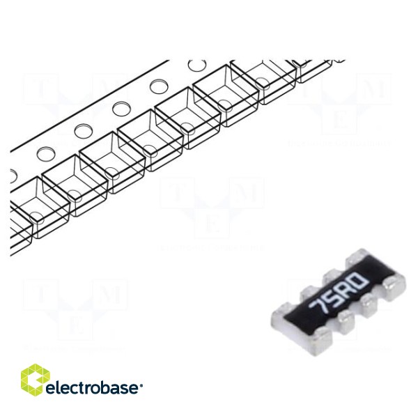 Resistor network: Y | SMD | 75Ω | ±1% | 62.5mW | No.of resistors: 4