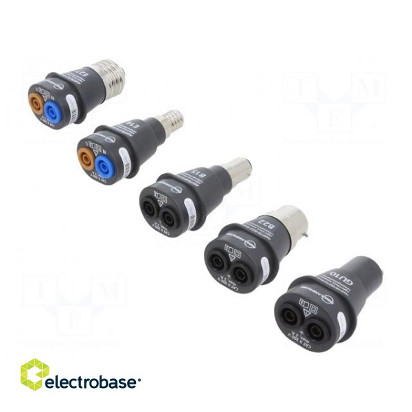 Adapter | adapter x5,case | 4mm | Cap: B15,B22,E14,E27,GU10 image 1