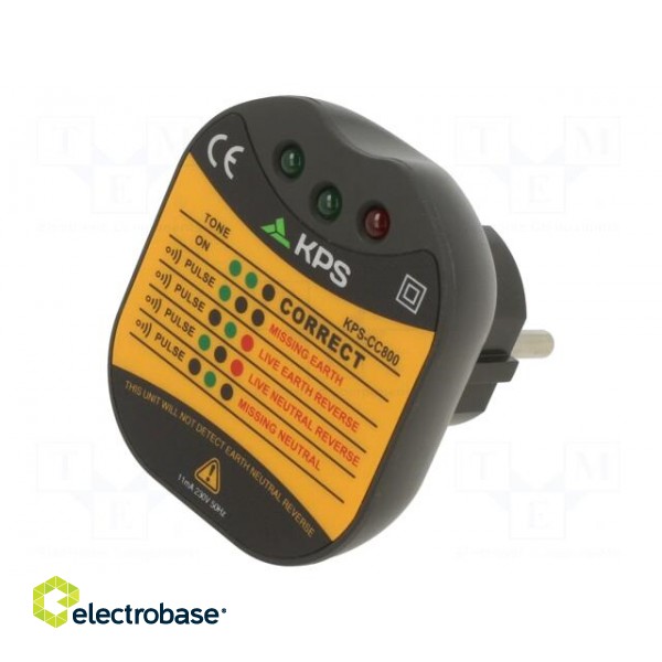 Tester: power socket | LEDs | 50÷60Hz | 230VAC | Plug: EU image 1