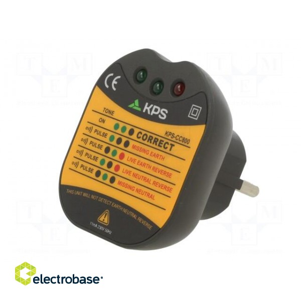 Tester: power socket | LEDs | 50÷60Hz | 230VAC | Plug: EU image 2