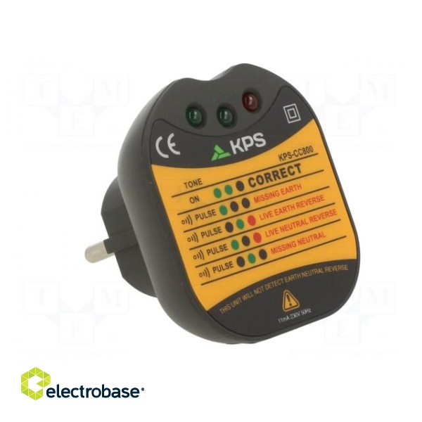 Tester: power socket | LEDs | 50÷60Hz | 230VAC | Plug: EU image 8