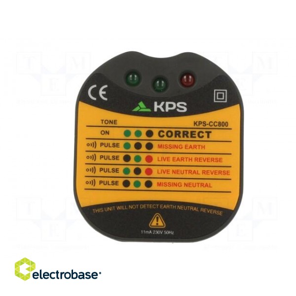 Tester: power socket | LEDs | 50÷60Hz | 230VAC | Plug: EU image 9