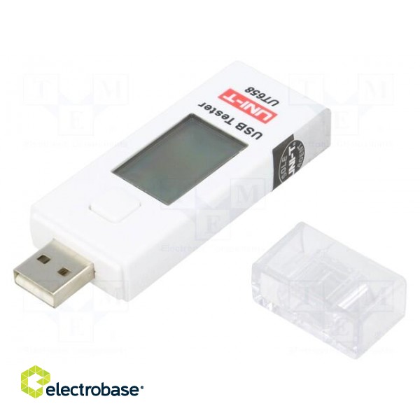 Tester: USB socket | LCD | VDC: 3÷9V | 10mVDC | 10mA | Range: 0÷9999mAh image 1