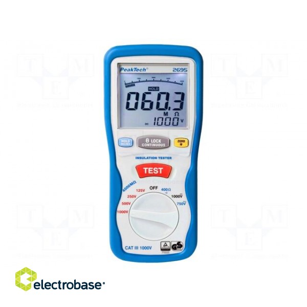 Meter: insulation resistance | LCD | 3,5 digit (4000) | VAC: 1÷750V