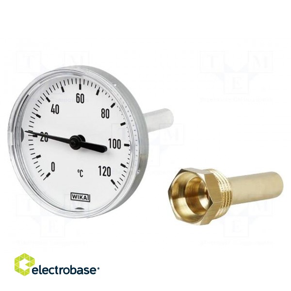 Meter: temperature | analogue,bimetal | 0÷120°C | Probe l: 100mm