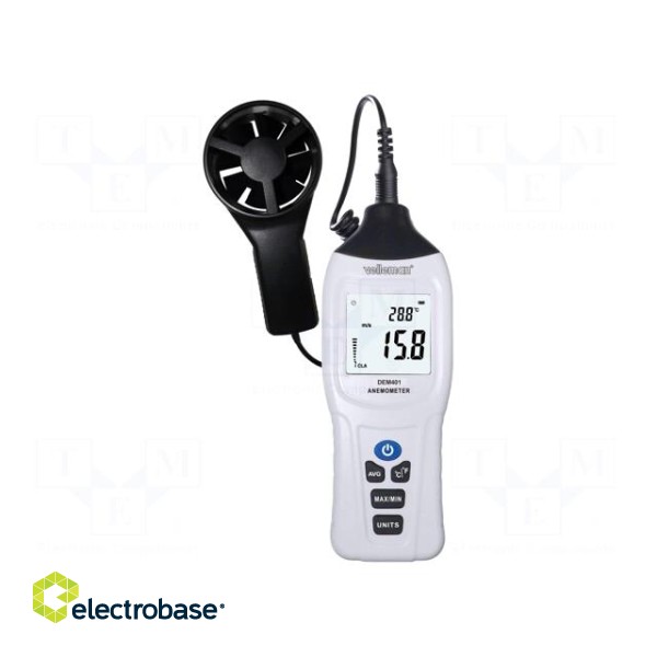 Thermoanemometer | LCD | 4-digit | 2x/s | Vel.measur.resol: 0.1m/s фото 1