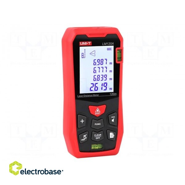 Distance meter | LCD 2" | 120m | Meas.accur: ±2mm | Resol: 0,001m фото 3