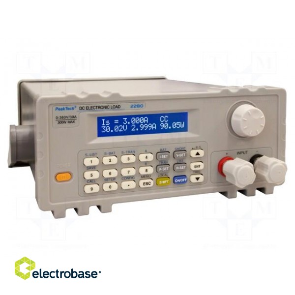 Programmable electronic load DC | 0÷360V | 30A | 300W | Display: LCD