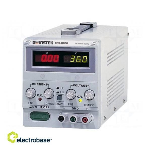 Power supply: laboratory | switched-mode,single-channel | 0÷36VDC