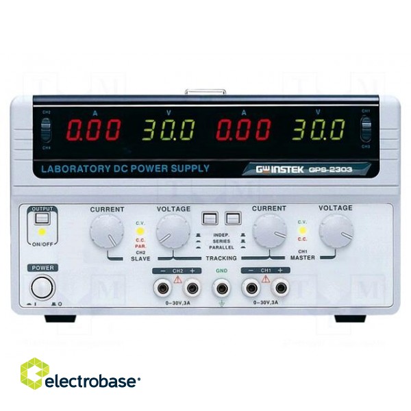 Power supply: laboratory | Channels: 2 | 0÷30VDC | 0÷3A | 0÷30VDC | 0÷3A
