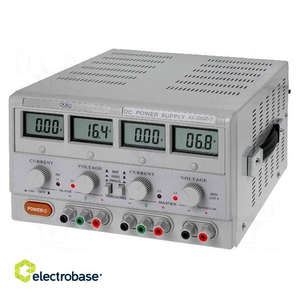 Power supply: laboratory | Channels: 3 | 0÷30VDC | 0÷5A | 5VDC/3A