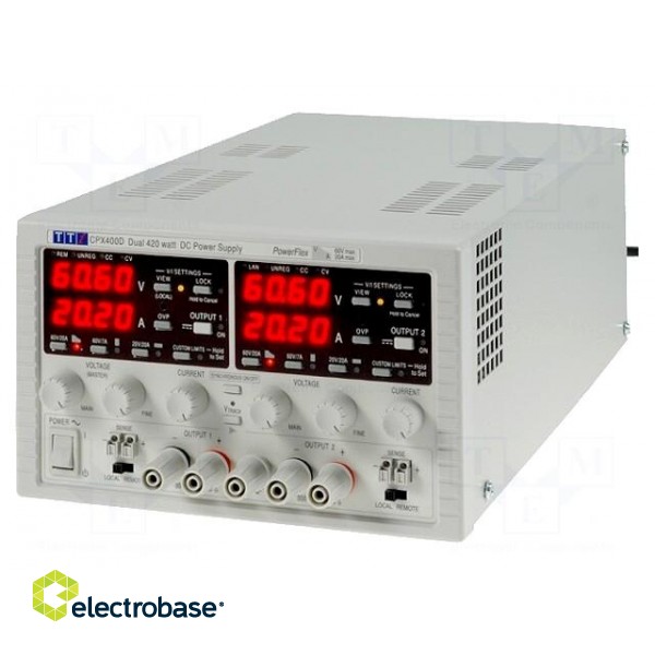 Power supply: laboratory | Channels: 2 | 0÷60VDC | 0÷20A | 0÷60VDC