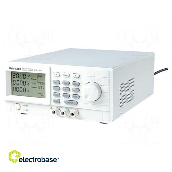 Power supply: programmable laboratory | Ch: 1 | 0÷20VDC | 0÷10A