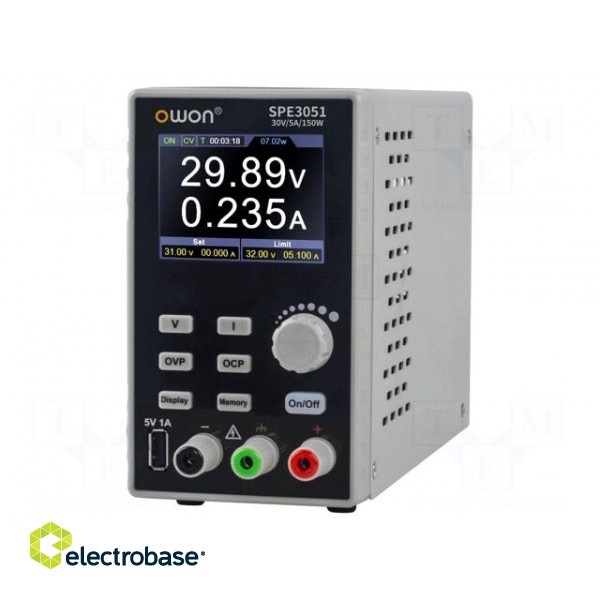Power supply: programmable laboratory | Ch: 1 | 0÷30VDC | 0÷5A | 150W image 2