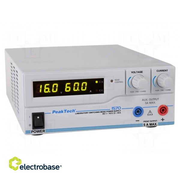 Power supply: programmable laboratory | Ch: 1 | 1÷16VDC | 0÷60A