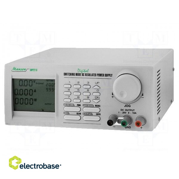 Power supply: programmable laboratory | switched-mode | 1÷20VDC