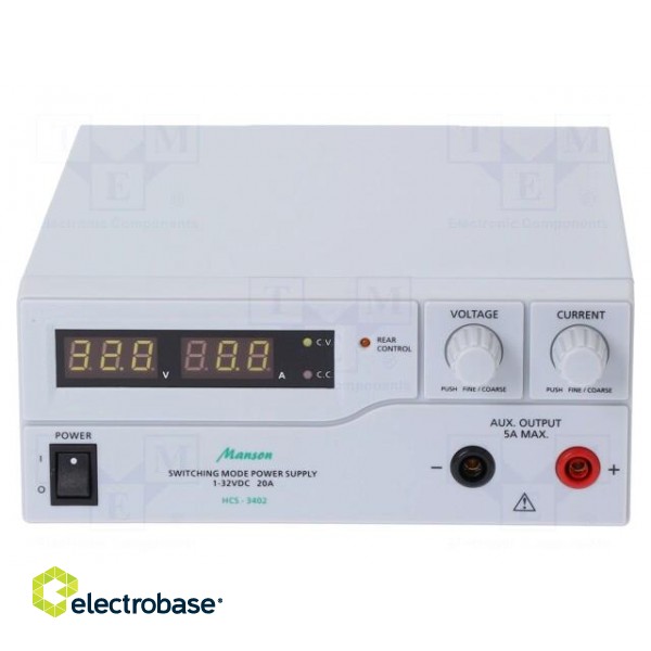 Power supply: programmable laboratory | Ch: 1 | 1÷32VDC | 0÷20A image 3