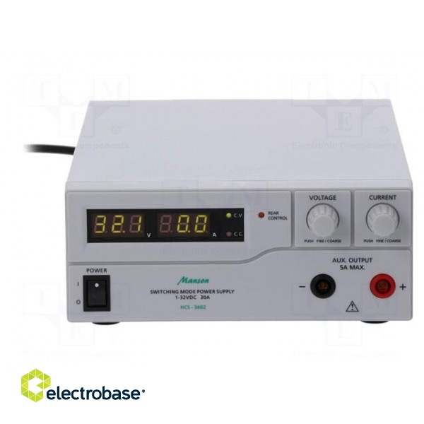 Power supply: programmable laboratory | Ch: 1 | 1÷32VDC | 0÷30A image 2