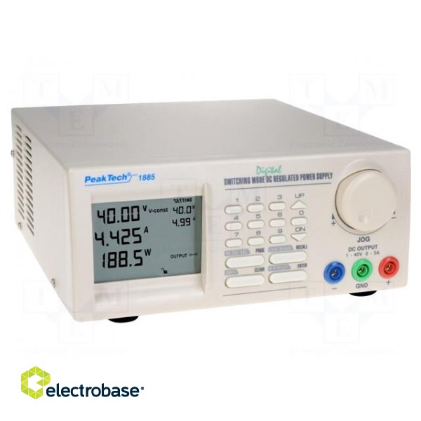 Power supply: programmable laboratory | Ch: 1 | 1÷40VDC | 0÷5A | 200W